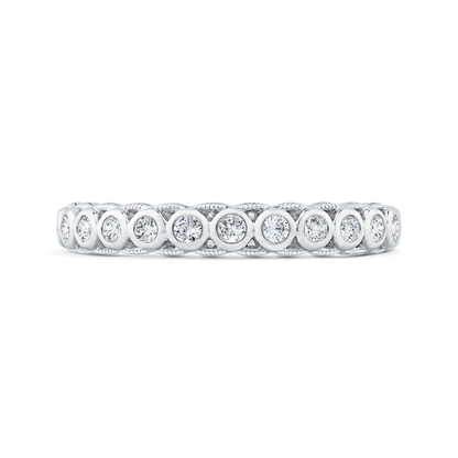 Bezel Set Diamond Wedding Band with Milgrain 14K White Gold