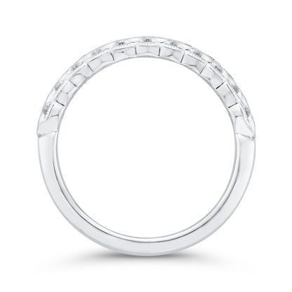 Bezel Set Diamond Wedding Band with Milgrain 14K White Gold