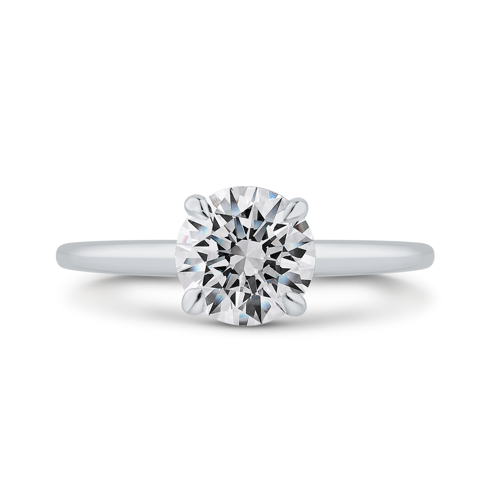 Round Diamond Solitaire Plus Engagement Ring with Milgrain 14K White Gold (Semi-Mount)