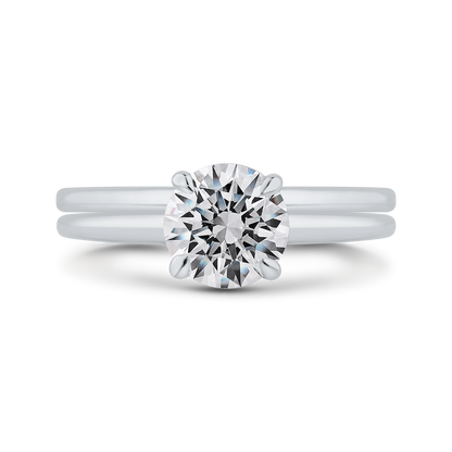 Round Diamond Solitaire Plus Engagement Ring with Milgrain 14K White Gold (Semi-Mount)