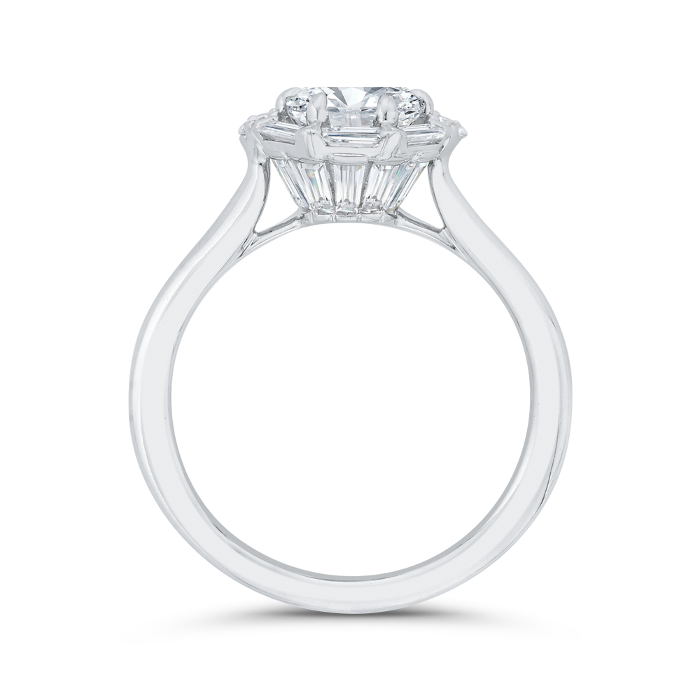 Round Diamond Halo Engagement Ring in 14K White Gold (Semi-Mount)