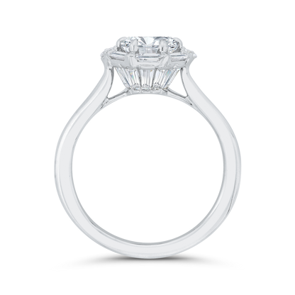 Round Diamond Halo Engagement Ring in 14K White Gold (Semi-Mount)