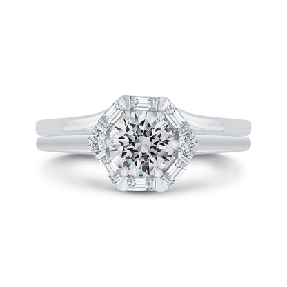 Round Diamond Halo Engagement Ring in 14K White Gold (Semi-Mount)