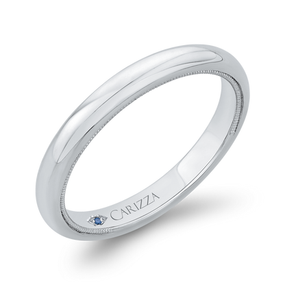Plain Wedding Band with Milgrain 14K White Gold