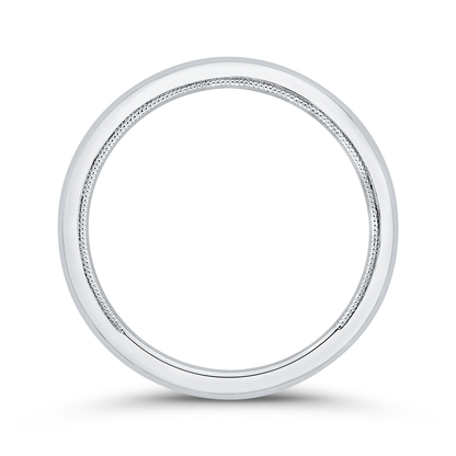 Plain Wedding Band with Milgrain 14K White Gold
