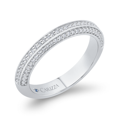 Three Row Diamond Wedding Band in 14K White Gold