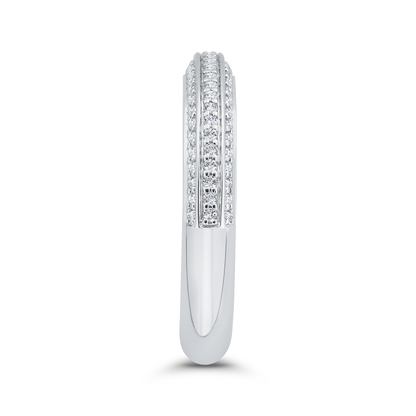 Three Row Diamond Wedding Band in 14K White Gold