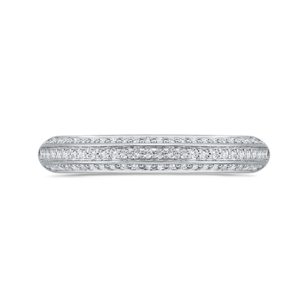 Three Row Diamond Wedding Band in 14K White Gold