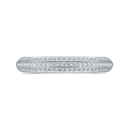 Three Row Diamond Wedding Band in 14K White Gold