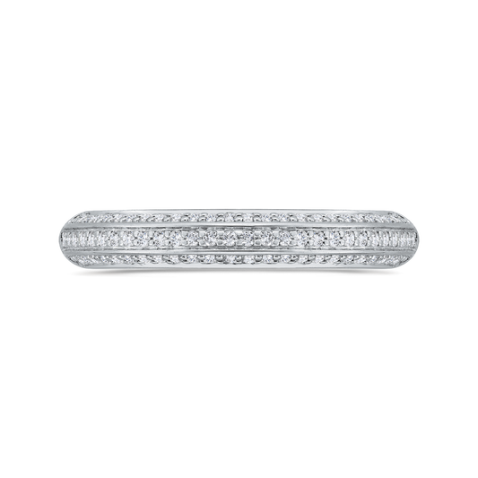 Three Row Diamond Wedding Band in 14K White Gold