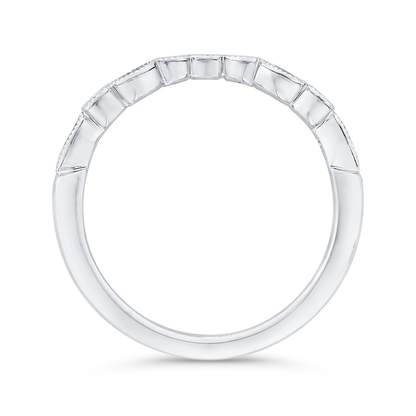 Bezel Set Diamond Wedding Band with Milgrain 14K White Gold