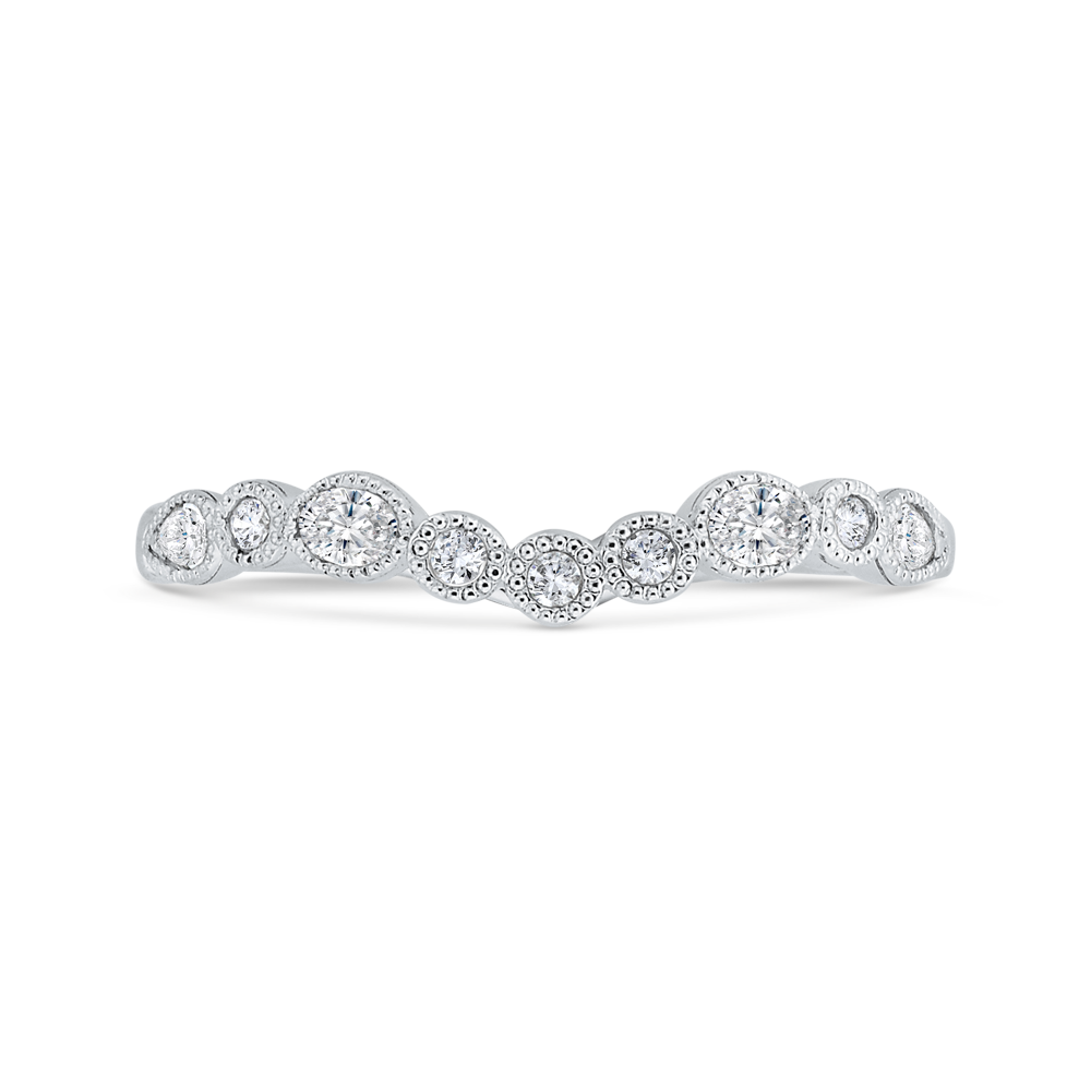 Bezel Set Diamond Wedding Band with Milgrain 14K White Gold
