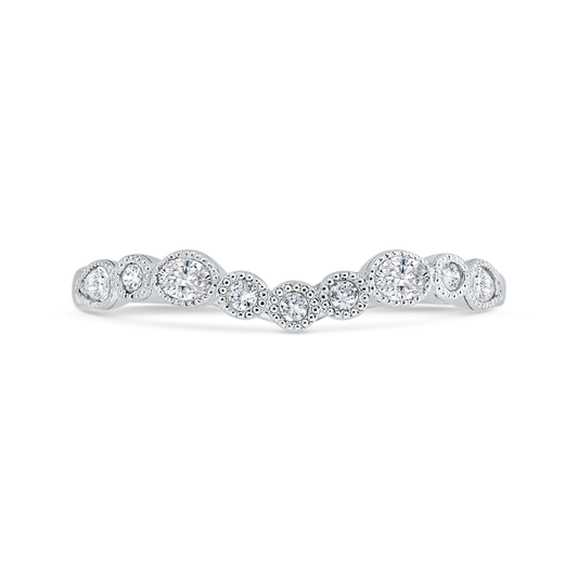 Bezel Set Diamond Wedding Band with Milgrain 14K White Gold