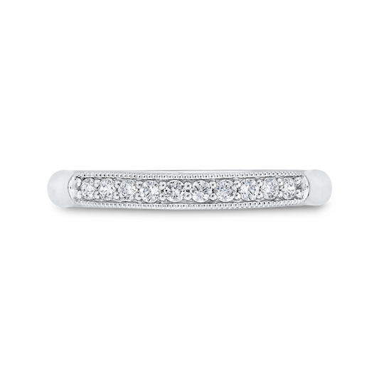 Diamond Wedding Band with Milgrain 14K White Gold