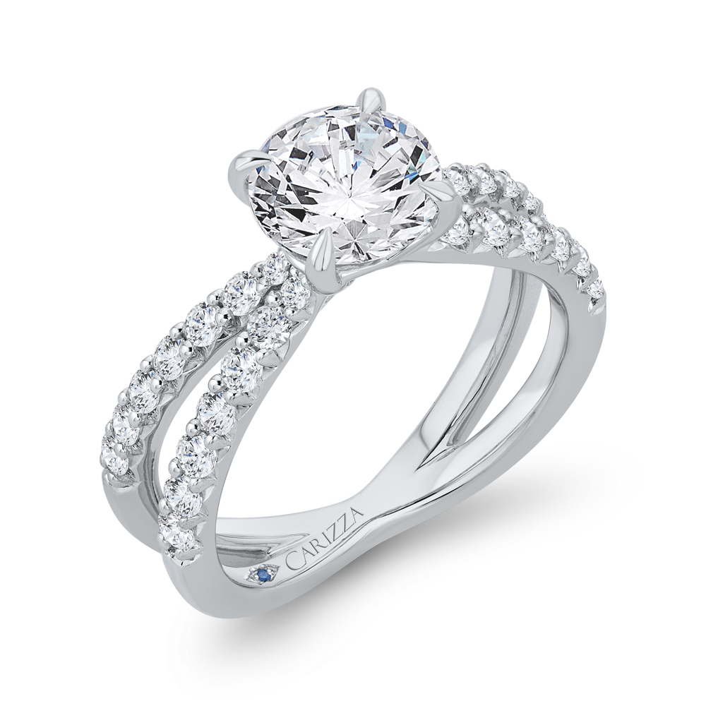 Split Shank Round Diamond Split Shank Engagement Ring in 14K White Gold (Semi-Mount)