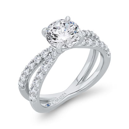 Split Shank Round Diamond Split Shank Engagement Ring in 14K White Gold (Semi-Mount)