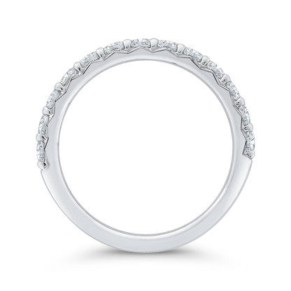 Half Run Diamond Wedding Band with Round Shank in 14K White Gold