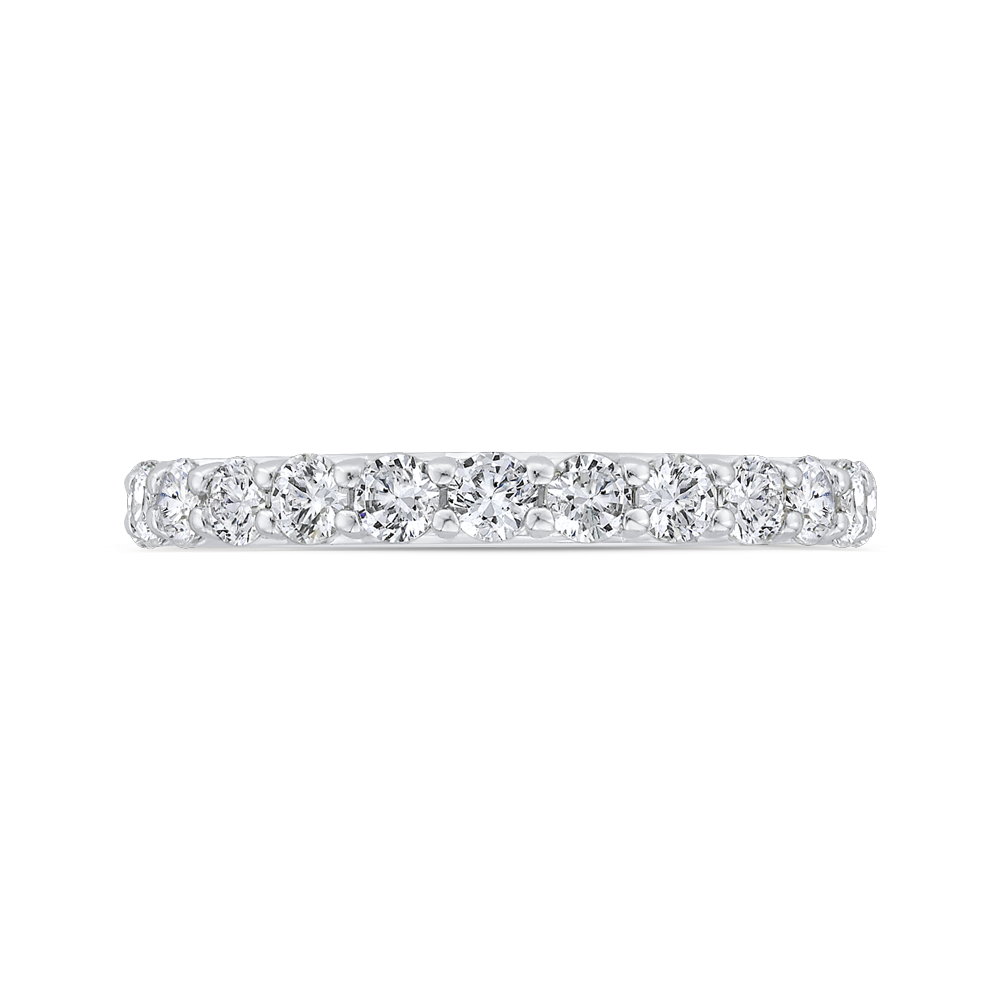 Half Run Diamond Wedding Band with Round Shank in 14K White Gold