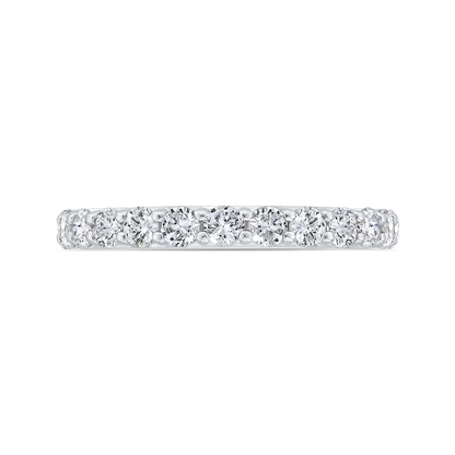Half Run Diamond Wedding Band with Round Shank in 14K White Gold