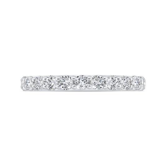 Half Run Diamond Wedding Band with Round Shank in 14K White Gold