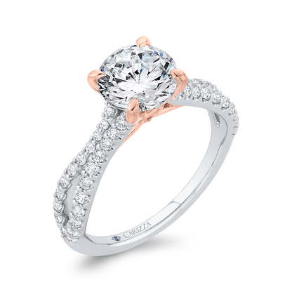 Split Shank Diamond Engagement Ring in 14K Two Tone Gold (Semi-Mount)