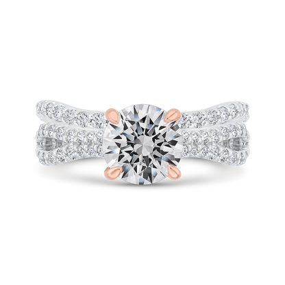 Split Shank Diamond Engagement Ring in 14K Two Tone Gold (Semi-Mount)