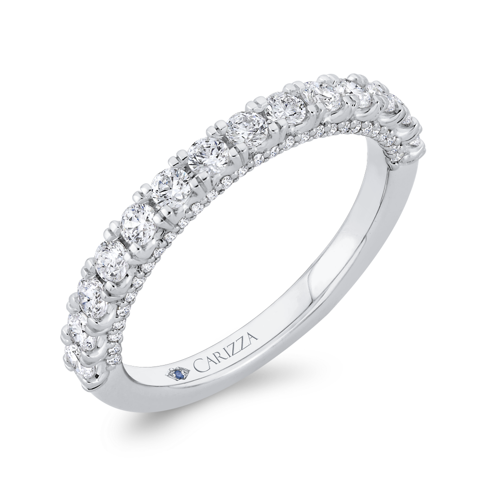 Half Run Diamond Wedding Band in 14K White Gold