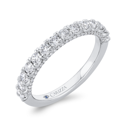 Half Run Diamond Wedding Band in 14K White Gold