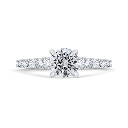 Round Diamond Solitaire Plus Engagement Ring with Milgrain 14K White Gold (Semi-Mount)