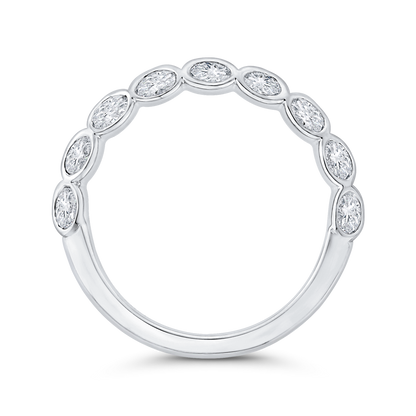 Bezel Set Double Row Diamond Wedding Band in 14K White Gold