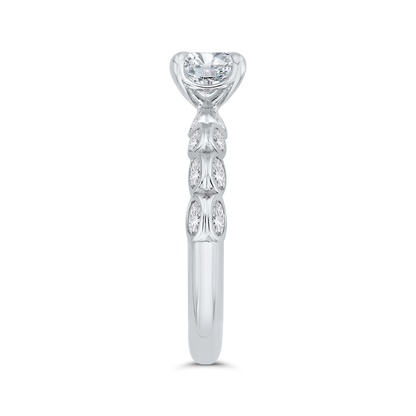 Bezel Set Double Row Cushion Cut Diamond Engagement Ring in 14K White Gold (Semi-Mount)