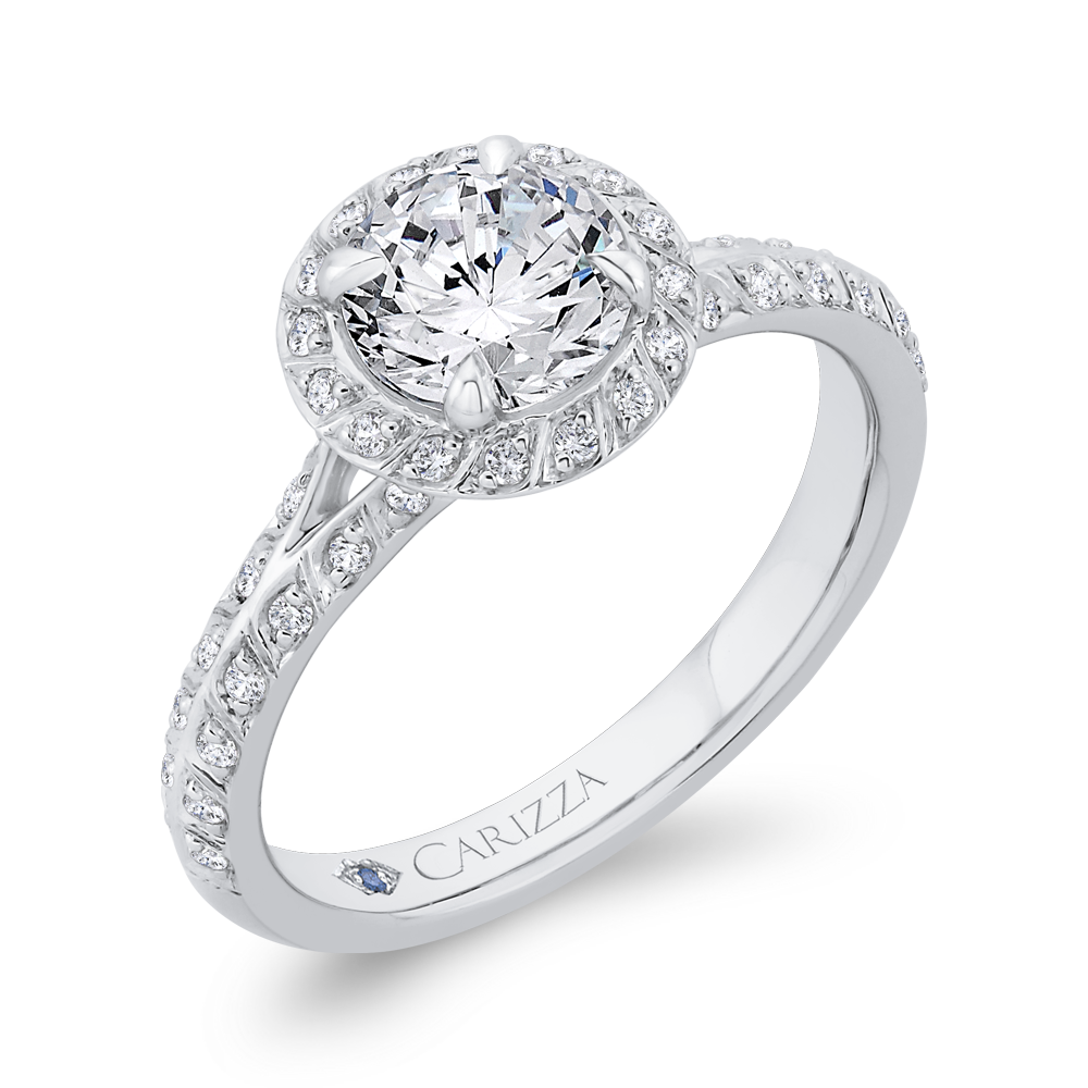 Split Shank Round Diamond Double Row Engagement Ring  in 14K White Gold (Semi-Mount)