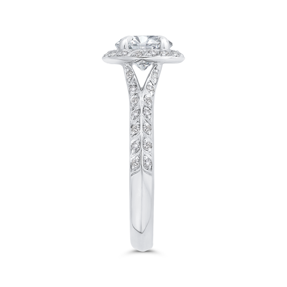 Split Shank Round Diamond Double Row Engagement Ring  in 14K White Gold (Semi-Mount)
