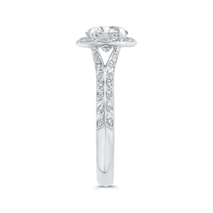 Split Shank Round Diamond Double Row Engagement Ring  in 14K White Gold (Semi-Mount)