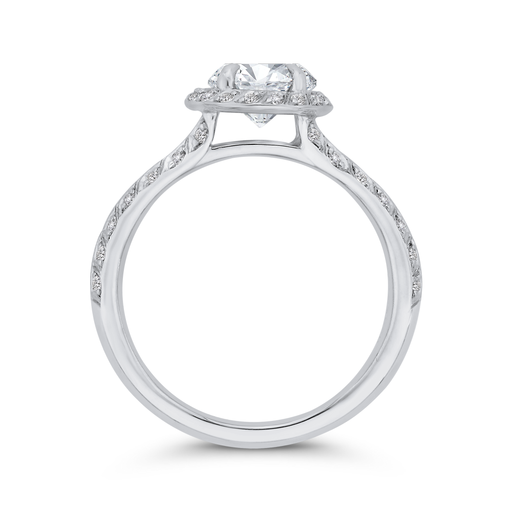 Split Shank Round Diamond Double Row Engagement Ring  in 14K White Gold (Semi-Mount)