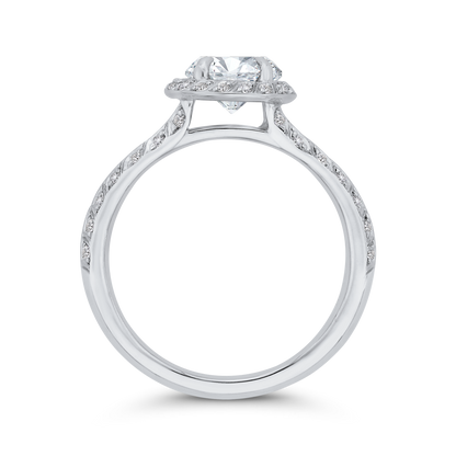 Split Shank Round Diamond Double Row Engagement Ring  in 14K White Gold (Semi-Mount)