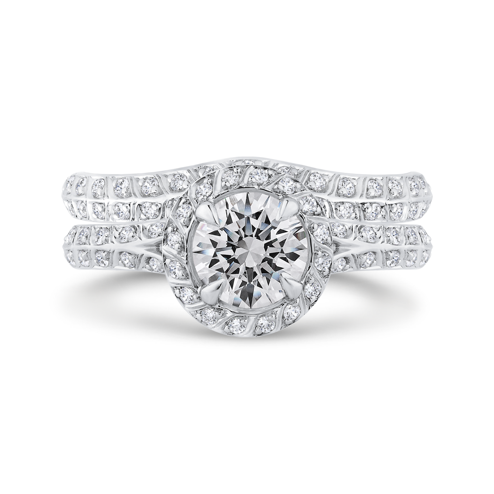 Split Shank Round Diamond Double Row Engagement Ring  in 14K White Gold (Semi-Mount)
