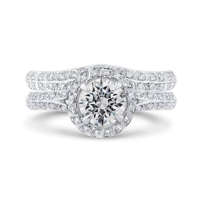 Split Shank Round Diamond Double Row Engagement Ring  in 14K White Gold (Semi-Mount)