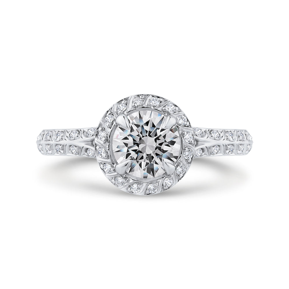 Split Shank Round Diamond Double Row Engagement Ring  in 14K White Gold (Semi-Mount)