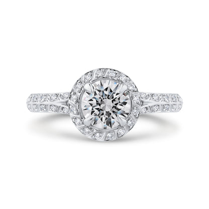 Split Shank Round Diamond Double Row Engagement Ring  in 14K White Gold (Semi-Mount)