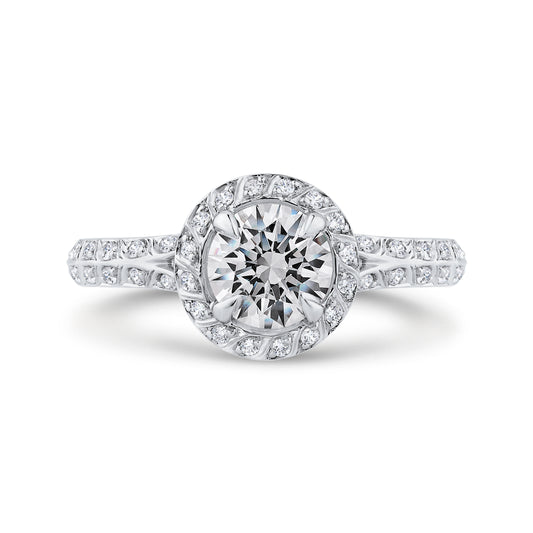 Split Shank Round Diamond Double Row Engagement Ring  in 14K White Gold (Semi-Mount)