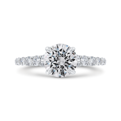 Round Diamond Engagement Ring with Milgrain 14K White Gold (Semi-Mount)