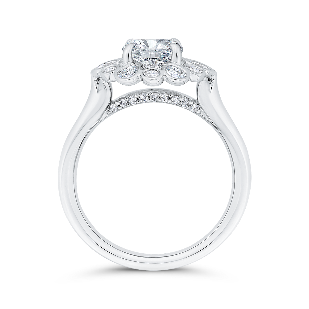 Diamond Halo Engagement Ring in 14K White Gold (Semi-Mount)