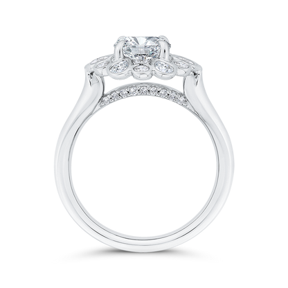 Diamond Halo Engagement Ring in 14K White Gold (Semi-Mount)