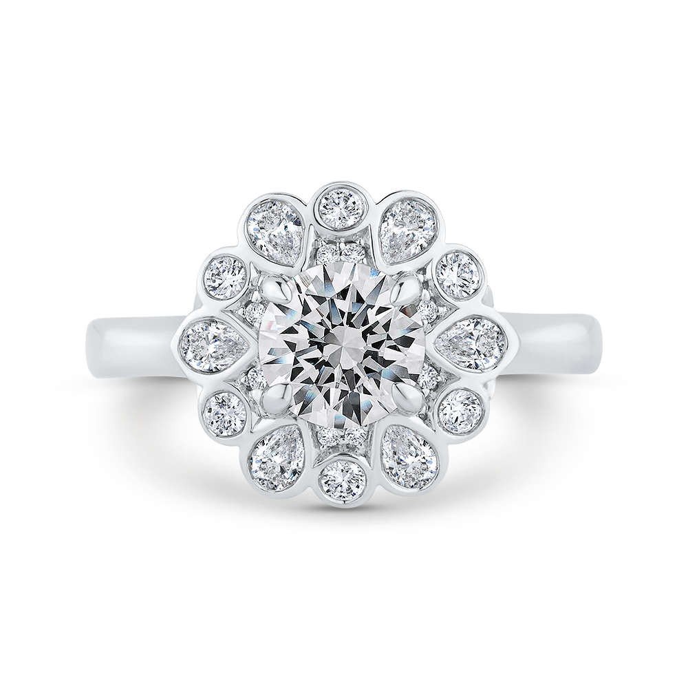 Diamond Halo Engagement Ring in 14K White Gold (Semi-Mount)