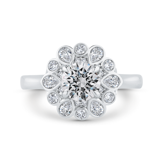 Diamond Halo Engagement Ring in 14K White Gold (Semi-Mount)