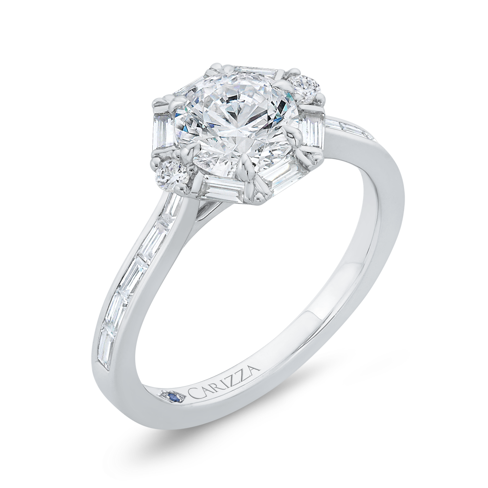 Diamond Halo Engagement Ring in 14K White Gold (Semi-Mount)