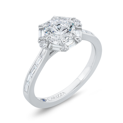 Diamond Halo Engagement Ring in 14K White Gold (Semi-Mount)