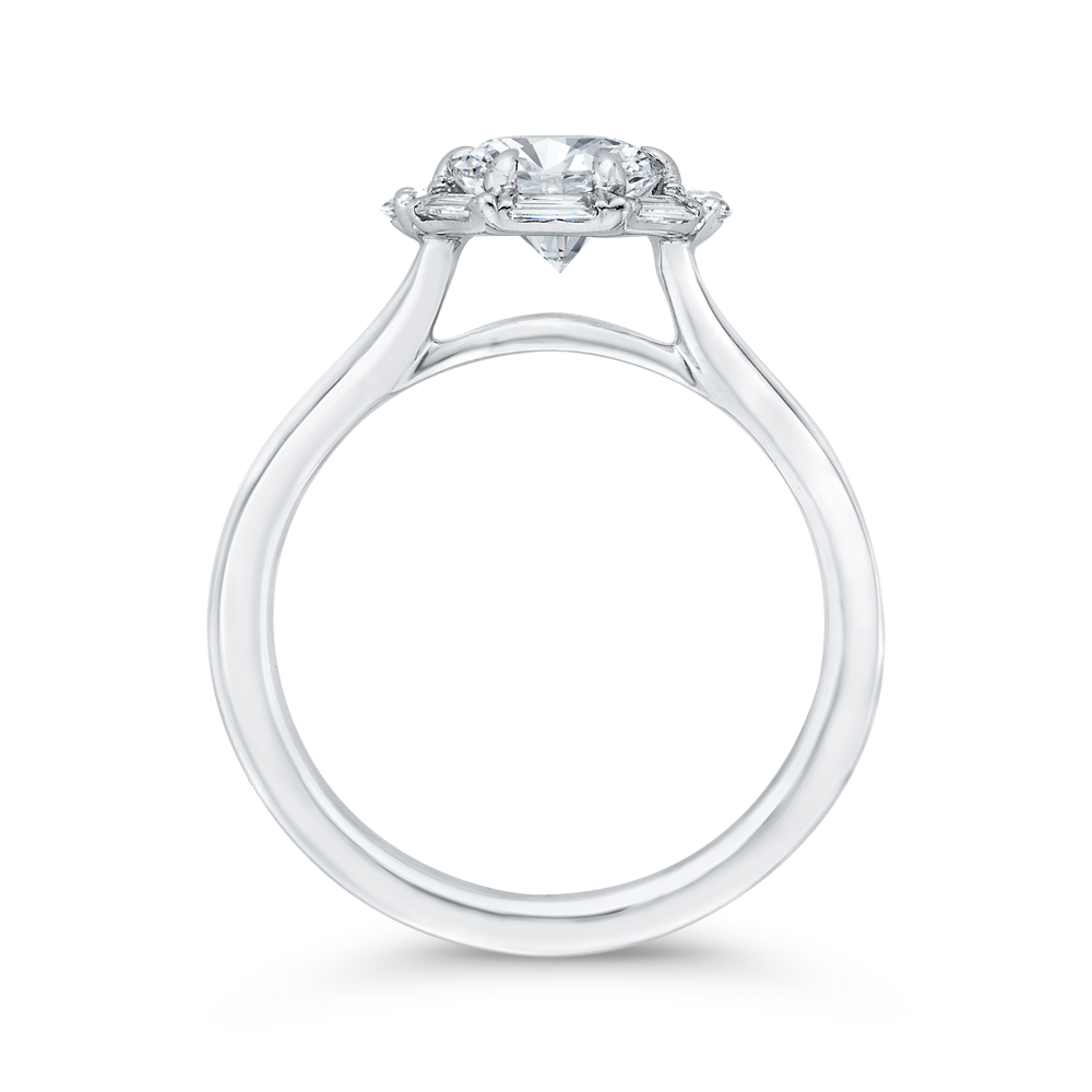 Diamond Halo Engagement Ring in 14K White Gold (Semi-Mount)