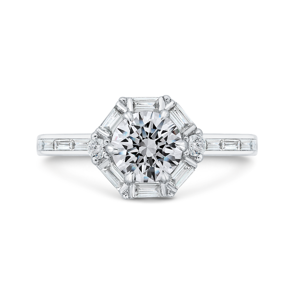 Diamond Halo Engagement Ring in 14K White Gold (Semi-Mount)